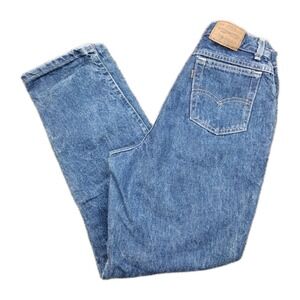 Vintage Levis 573 Jeans 28x30 USA Made 90s Dark Wash Tapered Blue Brown Tab 80's